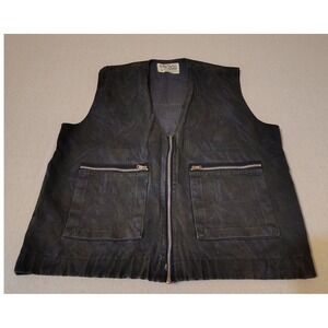 NEWS International Mens Utility Vest Zip Pockets Size L Charcoal Grey Canvas JJ
